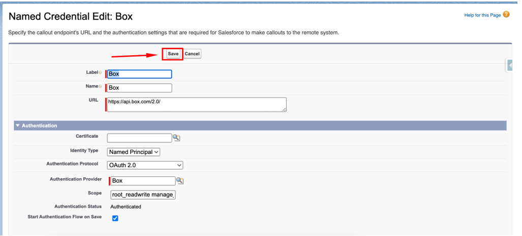 Credentials Box Box and Salesforce Integration Using Named Credentials