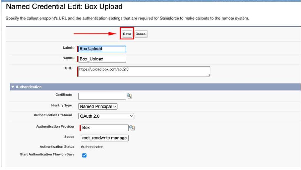 Box And Salesforce Integration With The Help Of Named Credentials