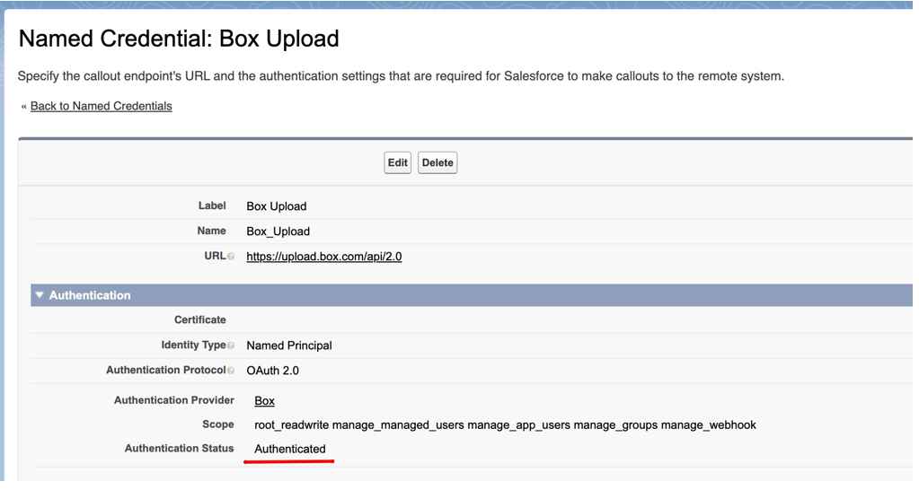 Credentials Box Box and Salesforce Integration Using Named Credentials